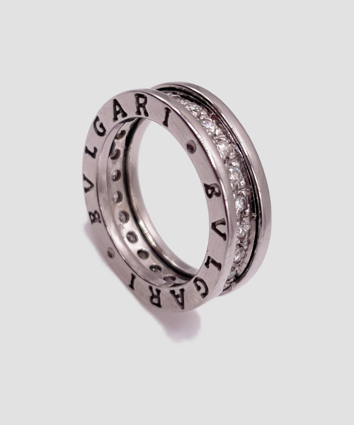 Anello Bulgari B.zero1 in Oro Bianco 18k con Pavé di Diamanti
